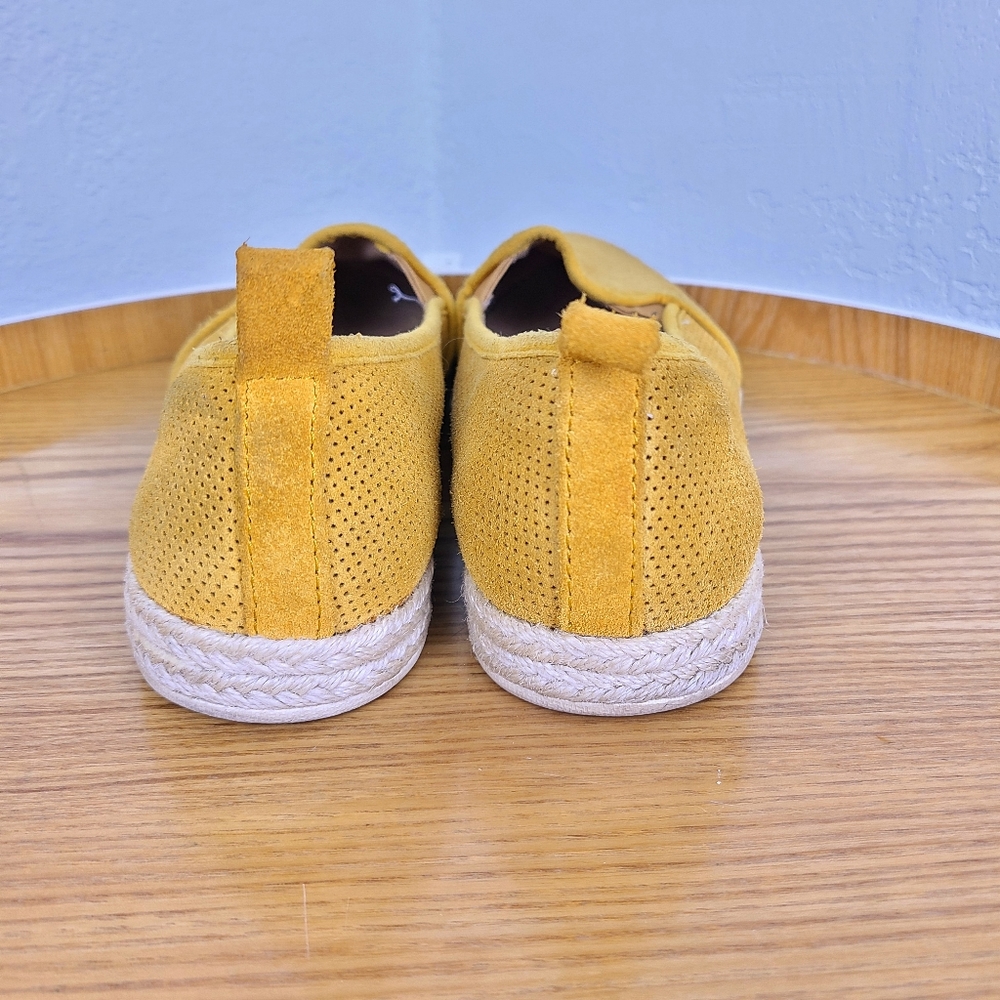 Clark's Azella Yellow Perforated Suede Espadrille Sneakers - Picture 9 of 10